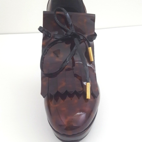 Viktor & Rolf size 38 brown leather kiltie shootie bootie high heels platform - Picture 8 of 13